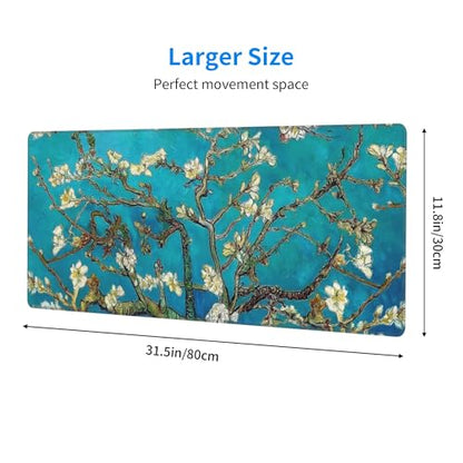 Almond Blossom Gaming Mouse Pad Extended Large Mouse Mat 31.5 X 11.8 Inch Nonslip Rubber Base Long Desk Pad Stitched Edges Mousepad Mice Pad for Office Home Game - color: Almond Blossom
