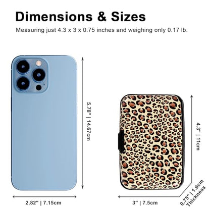 Credit Card Holder Small RFID Blocking Wallet Business Metal Slim Mini Aluminum Hard Case for Women Men - color: Leopard