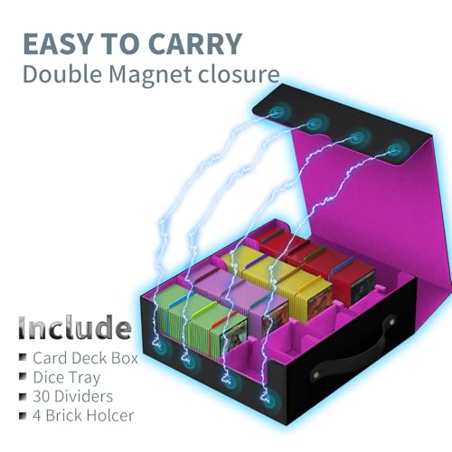 MTG Deck Boxs, Trading Card Storage Box, Card Storages Boxes, bulk card storage, Commander Decks Boxes, Sports Cards Storages, Mtg Commander Deckes Boxes,Deck Boxss Mtg (Black and Purple)