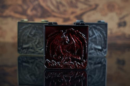 Metal DND Dice Set 7-in-1 Spinner with Dragon Case - Red | Foldable polyhedral dice, for Dungeons & Dragons RPG games, Premium metal spinner,3D dragon, storage case included - color: Red