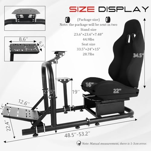 Marada Racing Simulator Cockpit with Comfort Seat Fit for Logitech G29 G920 G923, for Thrustmaster T300RS T500, for Fanatec, Upright Stable Driving Sim Stand,without Steering Wheel/Pedal/Shifter