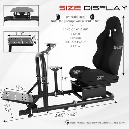 Marada Racing Simulator Cockpit with Comfort Seat Fit for Logitech G29 G920 G923, for Thrustmaster T300RS T500, for Fanatec, Upright Stable Driving Sim Stand,without Steering Wheel/Pedal/Shifter