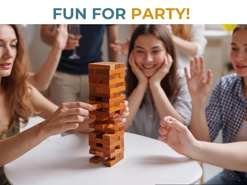 BSIRI Wooden Tumbling Tower Family Game for Senior and Adult and Classic Stacking Party Block for Challenging Your Skills Wood Stack Towers Wooden Board Seniors Games for Adults - style: Wooden Tumbling Tower