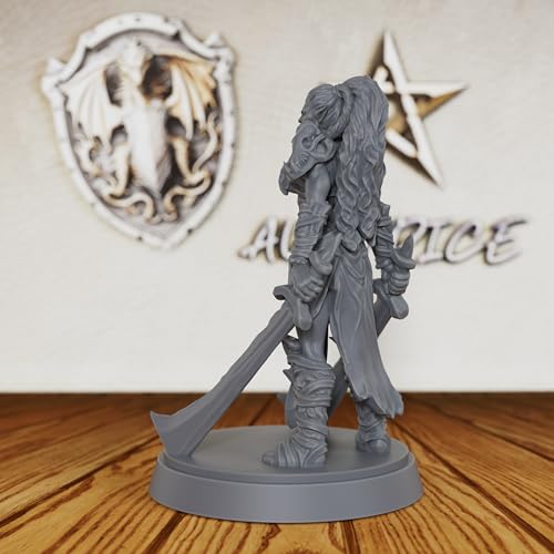 Fantasy Warrior Figure for DND Campaigns - Unpainted 28mm Barbarian Chieftain Miniature for Tabletop RPG, TRPG Battles & Army Building - Hand-Paint Ready Hero Model-AS130