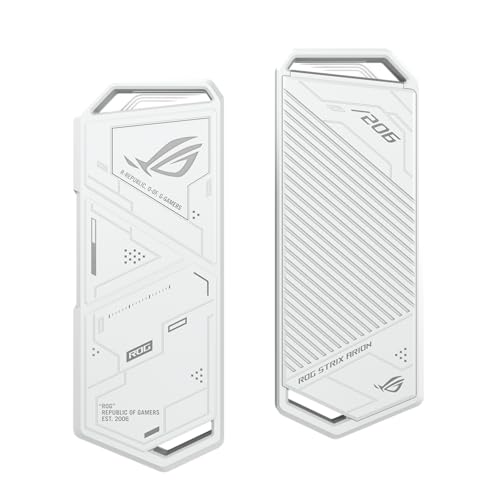 ASUS ROG Strix Arion White M.2 NVMe SSD Enclosure-USB3.2 Gen 2x1 Type-C (10Gbps), Dual USB-C to C & USB-C to A, Screwdriver-Free, Fits PCIe 2280/2260/2242/2230 M Key/B+M Key, 1 Year Warranty - size: White|up to 10Gbps, style: ROG Arion
