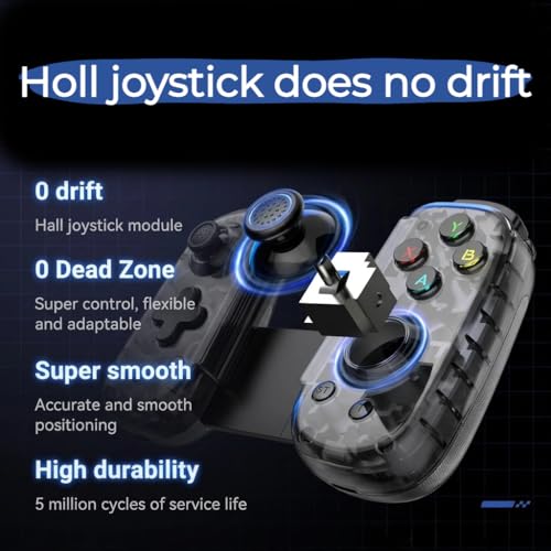Megadream USB-C Wired & Wireless Mobile Game Controller for iPhone, Android USB-C Phones, PC, Switch - Supports Xbox/PS/Steam Remote Play & Cloud Gaming - Hall Effect Joysticks, Turbo, Vibration - color: Black