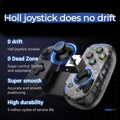 Megadream USB-C Wired & Wireless Mobile Game Controller for iPhone, Android USB-C Phones, PC, Switch - Supports Xbox/PS/Steam Remote Play & Cloud Gaming - Hall Effect Joysticks, Turbo, Vibration - color: Black