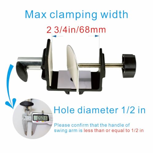 Replacement Heavy Duty C Clamp for 1/2” Base Magnifying Lamp,Desk Lamp,Swing Arm Lamp,Phone I pad Mount,Tablet Mic Holder,Table Mount Clamp for Microphone Stand Mic Boom Arm (G1 BLACK) - color: G1 Black