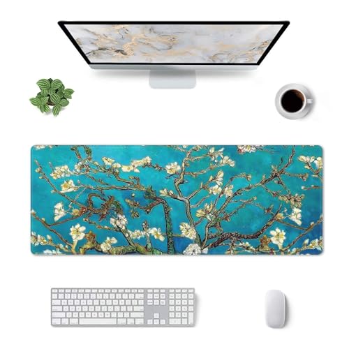 Almond Blossom Gaming Mouse Pad Extended Large Mouse Mat 31.5 X 11.8 Inch Nonslip Rubber Base Long Desk Pad Stitched Edges Mousepad Mice Pad for Office Home Game - color: Almond Blossom