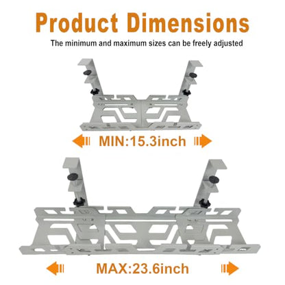 Under Desk Cable Management Tray 15.4-26 Inches Bidirectional Extendable Metal Cable Organizer with Clamp Mount, No Drill Wire Management System for Home Office & Gaming Desk(Light Gray) - color: light gray