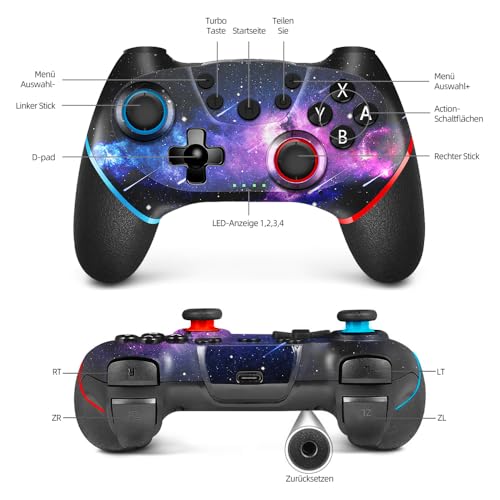 AceGamer【Upgraded Wireless Controller for Nintendo Switch/Lite/OLED/Windows, [No Drifting] Hall Effect Joystick for Nintendo Switch Controllers with Wake Up/Turbo/Vibration/Back Buttons (Galaxy) - color: Galaxy