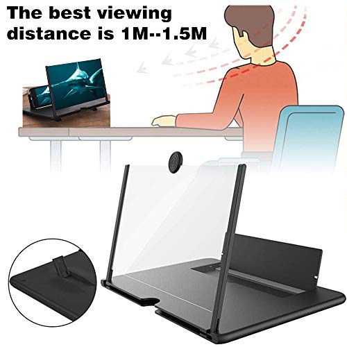 Screen Magnifier Amplifier, New Generation Phone Holder Screen Amplifier, 3D HD Video and Gaming Phone Projector-with Foldable Phone Stand, Supports All Smartphones - color: Black