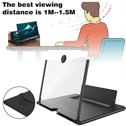 Screen Magnifier Amplifier, New Generation Phone Holder Screen Amplifier, 3D HD Video and Gaming Phone Projector-with Foldable Phone Stand, Supports All Smartphones - color: Black