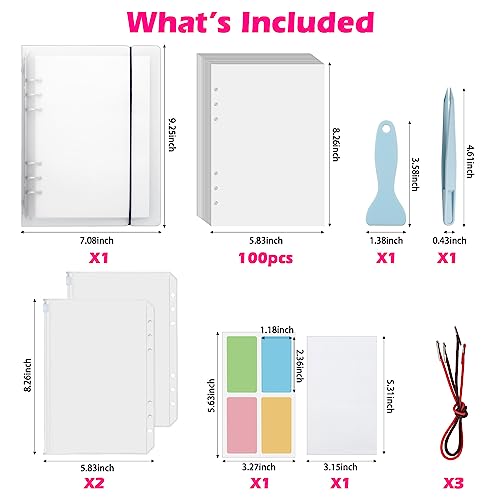 SUNEZLGO Reusable Sticker Album with 100 Sheets, Collecting Book with Pockets, A5 - size: A5