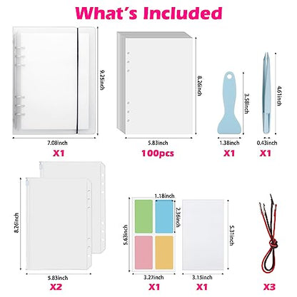 SUNEZLGO Reusable Sticker Album with 100 Sheets, Collecting Book with Pockets, A5 - size: A5