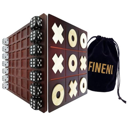 Dice Battle and TicTacToe Dual Sides Board Games, Wooden Coffee Table Games for Adults, 2 Player Best Bar Dice Games, Indoor Tabletop Game & 2 Players Wood Table Top Dice Game (Dual(2)/Brown) - color: Dual(2)/Brown