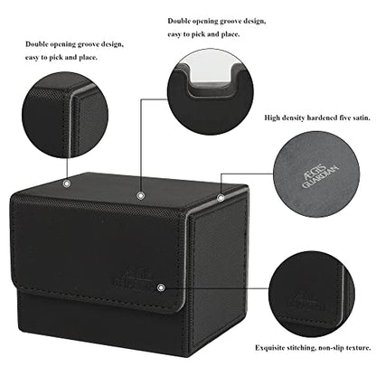 AEGIS GUARDIAN Card Deck Box for MTG, Commander Deck Box Hold 120+ Sleeved Cards, Leather Strong Magnet Card Deck Case Holder for Magic Cards TCG CCG, Black - color: 2-1