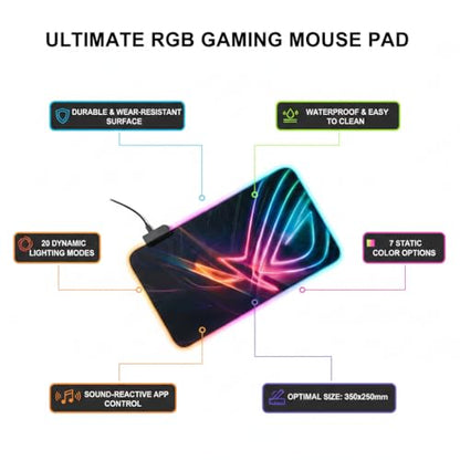 Gaming Led Luminous Mouse Pad, RGB Keyboard Pad, Non-Slip Mouse Pad, Computer Accessories,13.79" L x 9.85" W