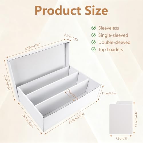 RLAVBL 1 Pack Trading Card Storage Box, Cardboard Card Boxes 2700 Count | with Dividers, for Sports, MTG, TCG, Toploader, 3 Row - size: 1 Pack (3 Row)