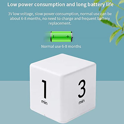 JOYIT Cube Timer 1 3 5 10 Minutes - Flip Countdown Visual Timer for Time Management, Kitchen, Workout, Study, Classroom, Office, Games - color: White 1-3-5-10