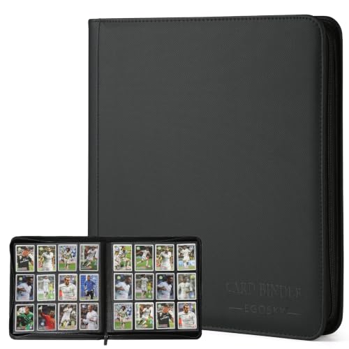 12-Pocket Business Card Binder holds 720 Cards, Premium Diamond Texture PU Leather Name Card Holder Organizer with Zipper, Black Sleeves Side Loading Card Book for Collectors & Office - color: black, size: 12 Pocket 720