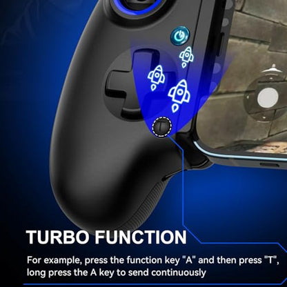 Phone Controller for iPhone, iPad, Android Phone, Tablet, PC, Switch 2, Mobile Game Controller with Hall Trigger, Turbo, Programming, Vibration, Wireless Handheld Gamepad Play Streaming, Cloud Gaming - color: Black