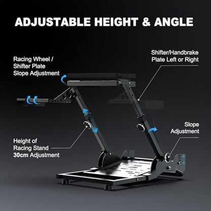 PXN A10 Foldable Racing Wheel Stand – Quick Fold & Easy Setup | Adjustable, Carbon Steel Construction, Sturdy Frame, Racing Simulator Cockpit for V99, V10, VD4, VD6, G29, G920, R3, R5 &More