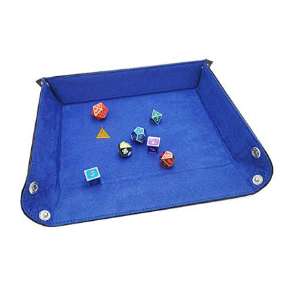 2 Pieces Dice Holder Dice Rolling Tray Double Sided PU Leather and Velvet Folding Tray Dice Pad for Dice Gaming and Other Table Games (Blue & Red) - color: Blue & Red