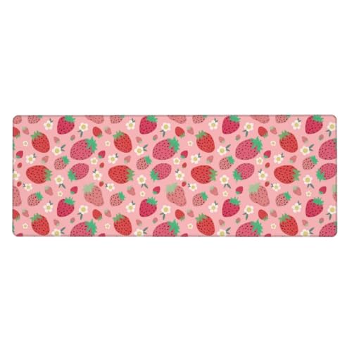 Strawberry Mouse Pad XL Large Mousepad Non Slip Rubber Base Desk Mat for Laptop Computer Gaming 31.5" X 12" - color: Strawberry