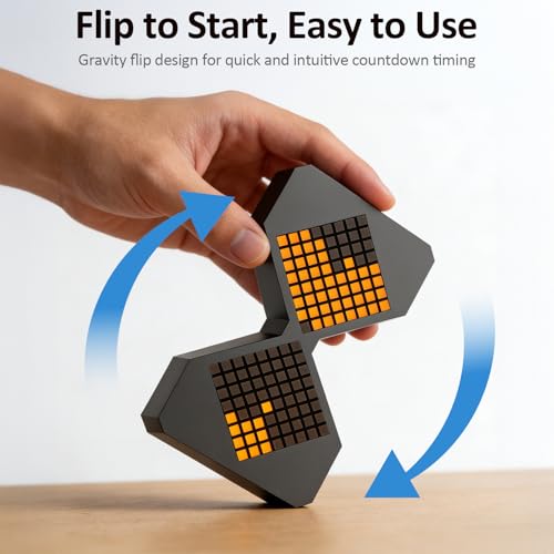 Digital Hourglass Timer | 1-30 Min, Gravity Flip, Visual Timer, USB-C - color: Black and White