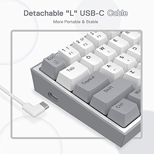 Redragon K617 Fizz 60% Wired RGB Gaming Keyboard, 61 Keys Hot-Swap Compact Mechanical Keyboard w/White and Grey Color Keycaps, Linear Red Switch, Pro Driver/Software Supported - color: Grey