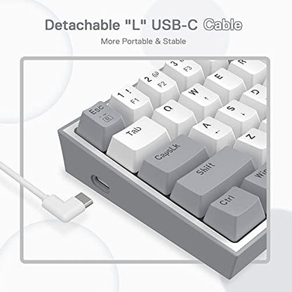 Redragon K617 Fizz 60% Wired RGB Gaming Keyboard, 61 Keys Hot-Swap Compact Mechanical Keyboard w/White and Grey Color Keycaps, Linear Red Switch, Pro Driver/Software Supported - color: Grey
