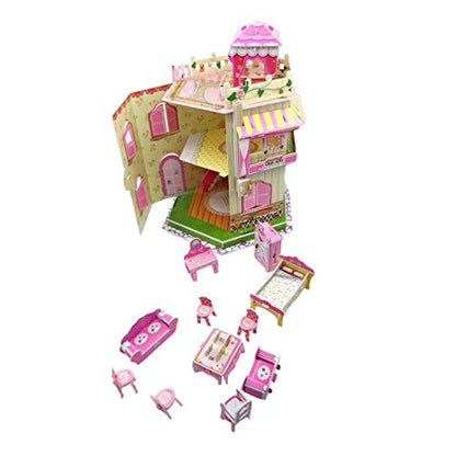 Rooftop Romance 3D Puzzle Dollhouse for Girls - Easy to Assemble 3-D Miniature Doll House Building Kit with LED Light for Kids - Educational Paper Jigsaw Puzzles - Perfect Craft Toys Gift - 101 Pcs - style: Daily