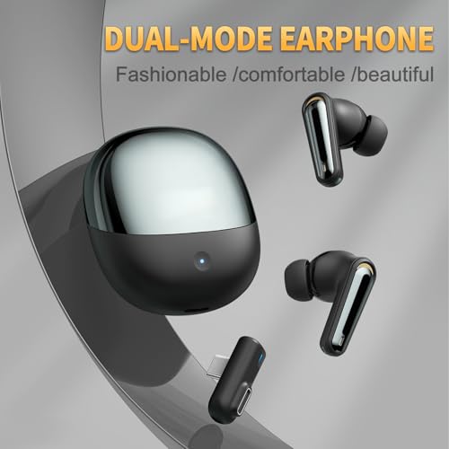 Fabater Wireless Gaming Earbuds, 2.4G Bluetooth 5.4 Dual Mode Low Latency Earbuds with ENC Mic USB C Dongle, 13mm Dynamic Drivers for VR Gaming Phone (Black) - color: Black