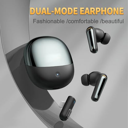 Sanpyl Wireless Gaming Earbuds, 20ms Low Latency, Gaming Earbuds with Noise Cancelling Microphone, Support 2.4G Bluetooth, for Phone VR PC Game Console (Black)