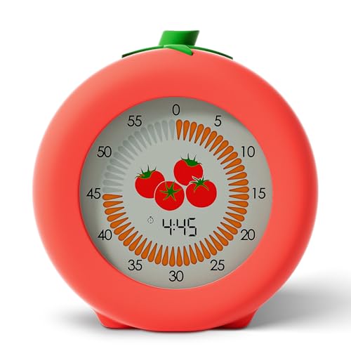 Tomato Kids Visual Timer for Classroom, Office and Meetings | 299 Minute, Cute Pomodoro Countdown Timer with Pause Function, Clock and Alarm, Kitchen Cooking Helper