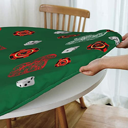 Game Card Round Tablecloth Elastic Fitted Table Cover Washable Elastic Edge Tablecloths for Kitchen Dining Party Fitted Table 40-44 inch - color: Game Card S, size: 40" (Round)