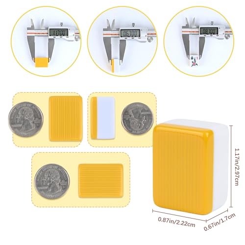 Chinese Small Mahjong Set, 144 Numbered Melamine 1.17" Size Tiles(Yellow) and 8 Blank Tiles, with Carrying Travel Bag, English Instruction, Mahjong Mat, Pro Complete Mahjongg Game Set (Majiang) - color: Yellow, size: 1.17 in
