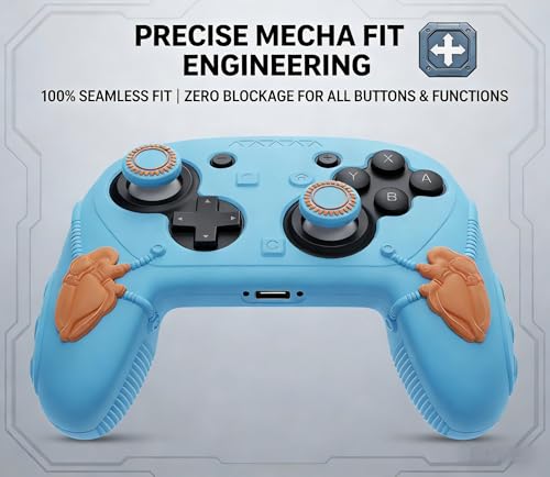 Steelheart Mecha Controller Cover, Non-Slip Soft Silicone Skin for Nintendo Switch 2 Pro, with Thumb Grips (Coastal Blue) - color: Coastal Blue