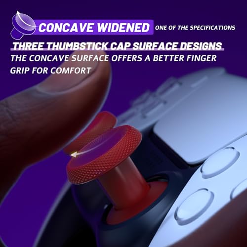 eXtremeRate ThumbsGear V3 Interchangeable Ergonomic Thumbsticks for PS5 Controller, Replacement Analog Thumb Sticks for PS4 Controller - Carmine Red 4 Height Adjustable Convex, Concave Grip Joysticks - color: Carmine Red
