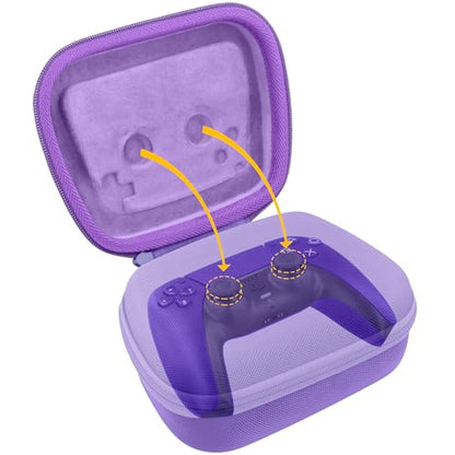 Baval Hard Case for Playstation 5 PS5 DualSense Wireless Controller | Protective Storage Box, Specifically Design for PS 5 Controller, Soft Velvet Lining, Customized Slots, Snug Fit, Purple Case - color: Purple Hard Case