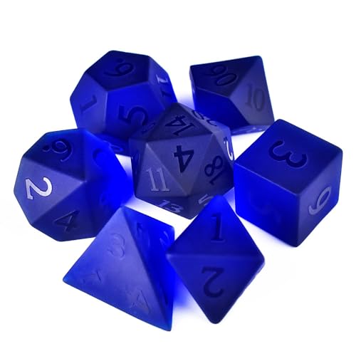 Blue Gemstone DND Dice Set, 7PCS Dungeons and Dragons Gem Dice Polyhedral Gem Stone Dice Set for Role Playing Game - color: Blue Stone