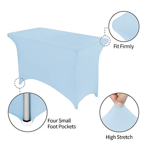 Peomeise 4FT Spandex Table Cover Rectangular Stretch Spandex Tablecloth (Blue Mist,4FT) - color: Blue Mist, size: 48" x 30" (Rectangle)