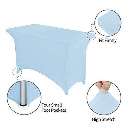 Peomeise 4FT Spandex Table Cover Rectangular Stretch Spandex Tablecloth (Blue Mist,4FT) - color: Blue Mist, size: 48" x 30" (Rectangle)