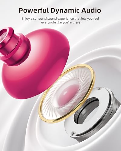 PocBuds Bluetooth Headphones Wireless Earbuds 80hrs Playtime Wireless Charging Case Digital Display Sports Ear buds with Earhook Deep Bass IPX7 Waterproof Over-Ear Earphones for TV Phone Laptop Purple - color: Purple, style: Standard