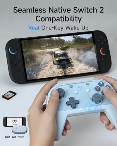 EasySMX S10C Switch 2 Pro Controller with Instant Wake-Up, Hall Effect Joysticks, HD Rumble, Motion Control, 2 Back Buttons, Turbo, C Buttons, for Switch 2/Switch/PC/iOS/Android - color: Blue