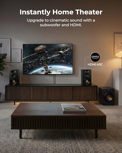 ULTIMEA 3-Way Powered Bookshelf Speakers, Bluetooth 6.0, No Receiver Needed | 5.25" Woofer,HDMI ARC,70W RMS,Clear Dialogue,Deep Bass,Clear Highs,SUB OUT,RCA Input,App EQ,Easy Setup, TV, Music & Turntable