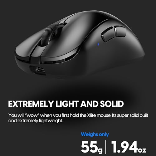 Pulsar Gaming Gears - Xlite v3 Medium Wireless Gaming Mouse, Ultra Lightweight 1.94 oz (55 g), Ergonomic, Optical Switches, PAW3395 Optical Sensor (Medium, Wireless, Black) - color: Black, size: Medium, style: Xlite V3