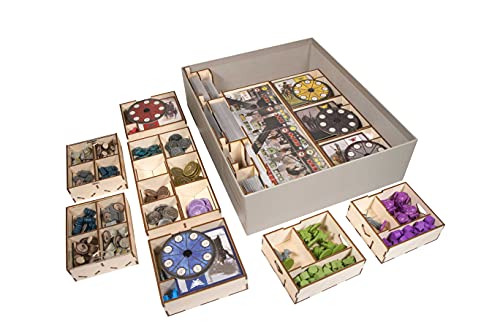 The Broken Token Game Organizer Compatible with Scythe - Wooden Game Organizing Box with Multiple Trays - size: Scythe Base