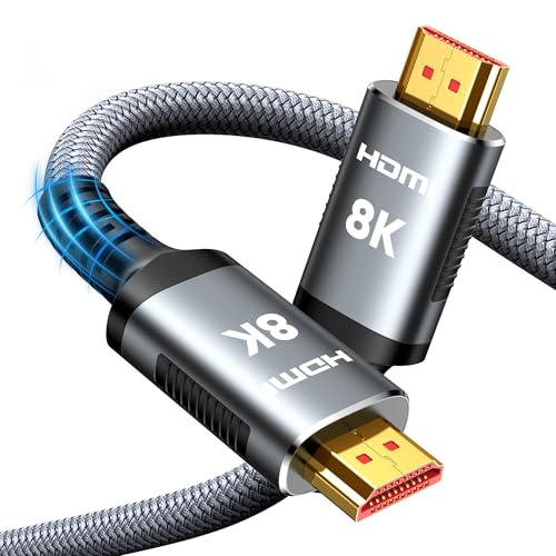 Snowkids 8K HDMI Cable 10 FT Grey, 48Gbps Ultra High-Speed HDMI 2.1 Cables Cord, 10K 8K@60Hz, 4K@120Hz Compatible for TV/Laptop/Monitor/PS-5/X-box/Projector/Entertainment, Sound System & More - color: Grey, size: 10feet